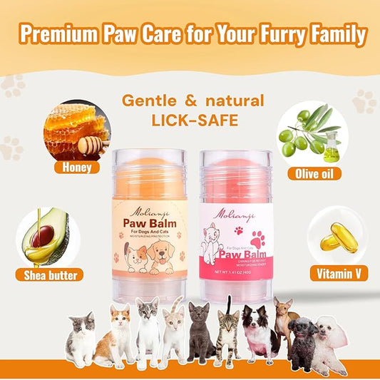 Lick-Safe Dog Paw&Nose Balm with Coconut Oil|Natural Ingredients Paw Cream&Wax for Dry,Large-Capacity Package of 1.41oz|Cracked Pads & Snouts| Cat Moisturizer&Soother (Mixed Colors)