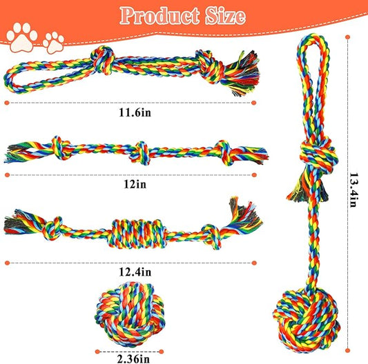 ASOCEA 5 Pack Dog Rope Toys Cotton Puppy Teething Rope Durable Chew Toys for Boredom Small Medium Dogs Interactive Tug Toy for Training Fetching( Colorful )