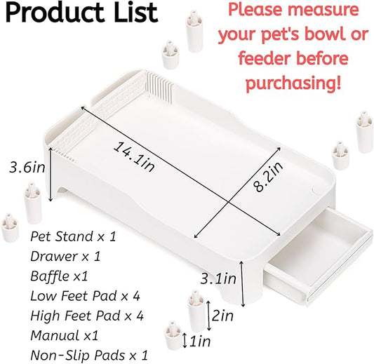 YOUEON Raised Pet Feeder Stand for Cats and Dogs Neck Health, Adjustable Height Elevated Shelf Suitable for 90% Automatic Pet Feeder & Water Dispenser, with Drawer to Stock Pet Snacks, Canned Food