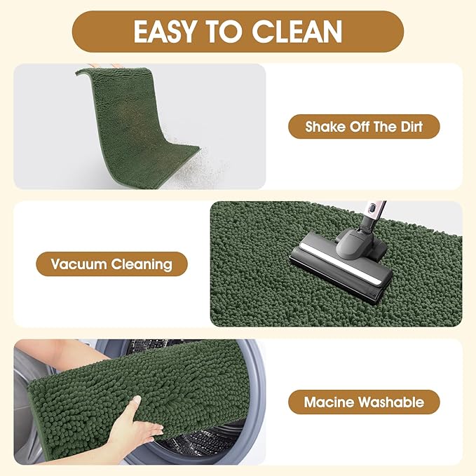 IM HOME Large Dog Door Mats for Muddy Paws, 48" x 30" Chenille Absorbent Mud Mat for Dogs, Non Slip Heavy Dog Rugs for Muddy Paws, Soft Indoor Door Mat for Entryway, Mud Paw, Inside Floor, Olive