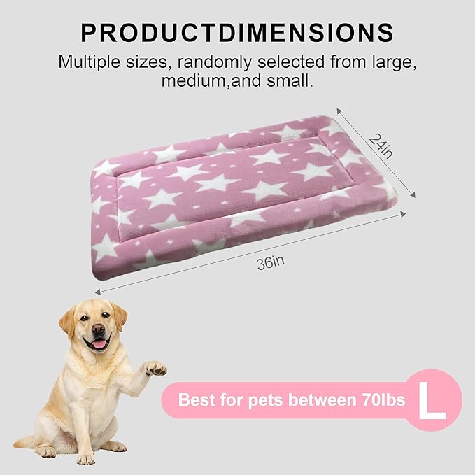 Washable Dog Bed Mat With Anti-Slip Bottom, Deluxe Plush Memory Foam Crate Pad & Waterproof Outdoor Kennel Mat For Dogs & Cats-Durable Crates Beds, Large Medium Small Puppy Size 36" x 24",pink