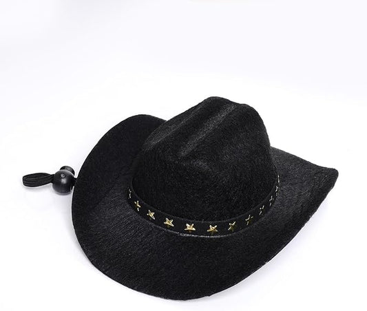 choyaxo Pet Cowboy Costume Cosplay Cap Halloween Costumes for Dogs Cat Pet Party Decoration Mini Cowboy Hat (Black, Large)