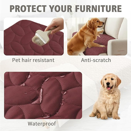 Ameritex Pet Bed Cover Dog Bed Blanket for Sofa and Furniture Waterproof New Pattern Design (52x82 Inch, Burgundy)