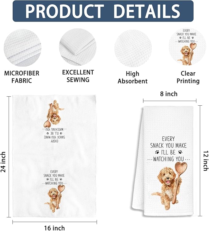 Funny Goldendoodle Kitchen Bathroom Towels,Goldendoodle Gifts for Women Dish Tea Towels, Mom Gifts Decorative Hand Towels for Kitchen for Home Shelf Counter,16x24 Set of 2
