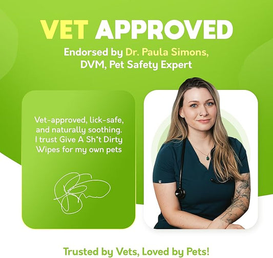 Lick-Safe Daily Pet Wipes for Dogs & Cats - Vet-Approved & Hypoallergenic - Cleans Mud, Odor & Dander - Wipes for Paws, Face & Butt - 10% to Charity - Earth-Friendly & Unscented Cleaning - Pack of 100