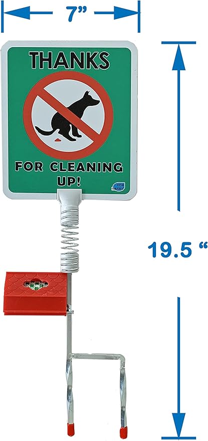 No Poop Dog Signs Poop Bag Dispenser | Stop Dogs from Pooping On Your Lawn | Sign Reads: Thanks For Cleaning Up | Protect Property | No Poo | No Pooper Scooper | (Thanks For Cleaning Up)