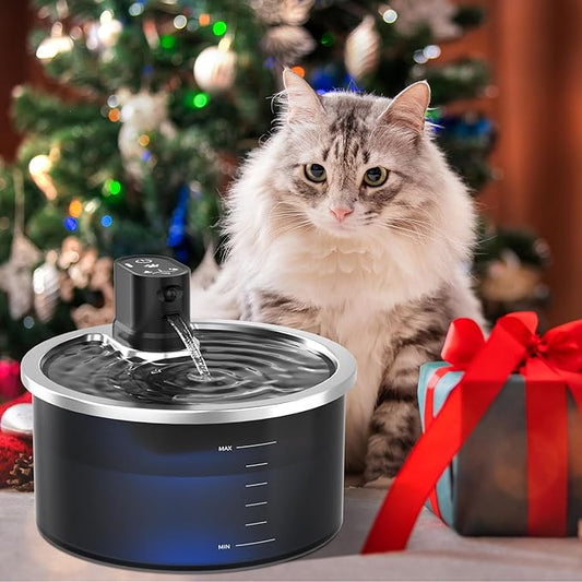 Stainless Steel Wireless Cat Water Fountain 3.2L/108oz Automatic Cat Water Dispenser 4000mAh Battery Operated Large Capacity Pet Water Fountains for Cats Dogs (ABS)