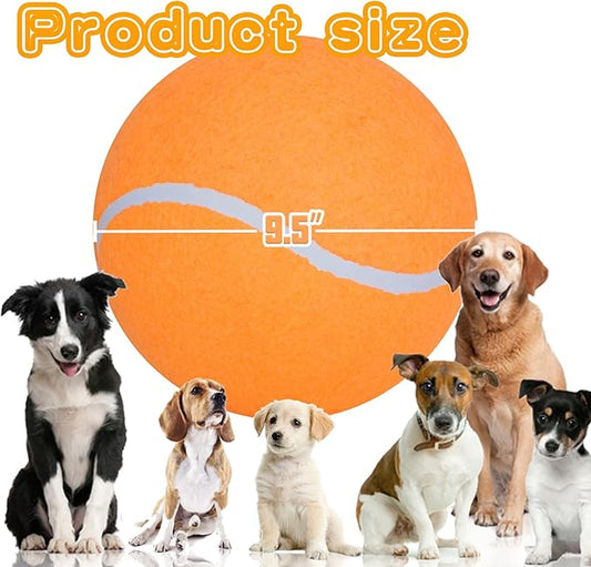 Big Tennis Ball for Dogs, Giant Dog Tennis Ball Toy Large Outdoor Sports Gift for Small Medium Large Dog (Orange, 9.5 inch)
