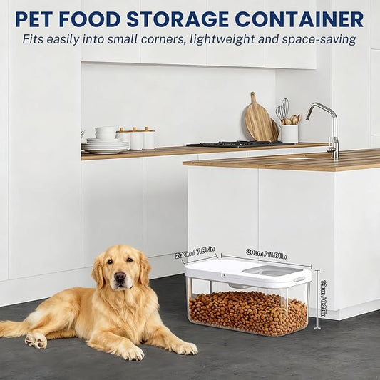 6 Lbs Airtight Dog Cat Food Storage Container and Dog Treat Containers BPA-Free, PET Clear Stackable Pet Storage Bin, 1-Cup Scoop, 1-Sponge cleaning brush, Pop Top, With handle, Easy Mobility