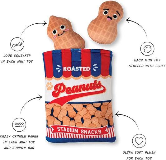 Fringe Studio Plush Dog Toy, Hide & Seek Burrow 3 Pieces Set, NUT-in BUT Fun, Pet Shop Collection (289243)