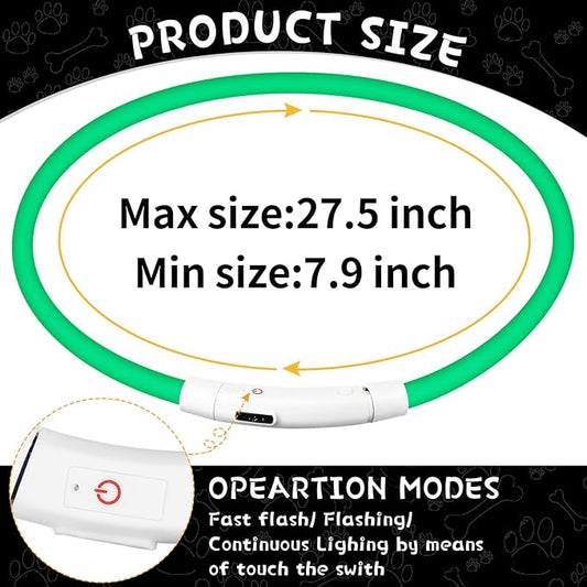 Weewooday 3 Pcs Dog Collar USB Rechargeable LED Light up Dog Collar Flash Waterproof Pet Necklace Pet Lights for Night Walking Adjustable Safety Necklace for Large Medium Small Puppy(3 Natural Colors)