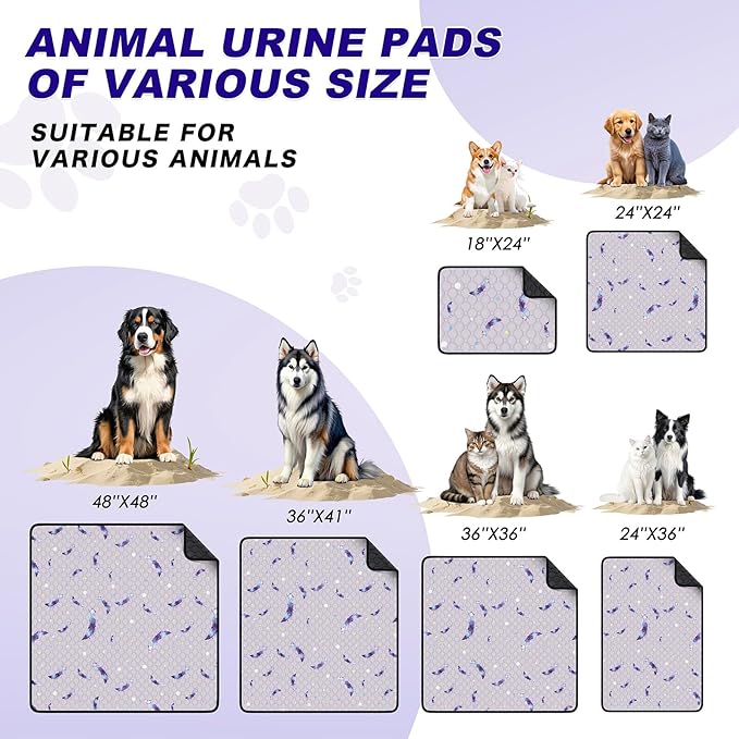 Washable Pee Pads for Dogs, 2 Pack Reusable Puppy Pads, Super Absorbent & Leakproof Dog Pads, Anti-Slip Dog Pee Pads for Puppy Training & Incontinence, Leaf Pattern 24"x48"