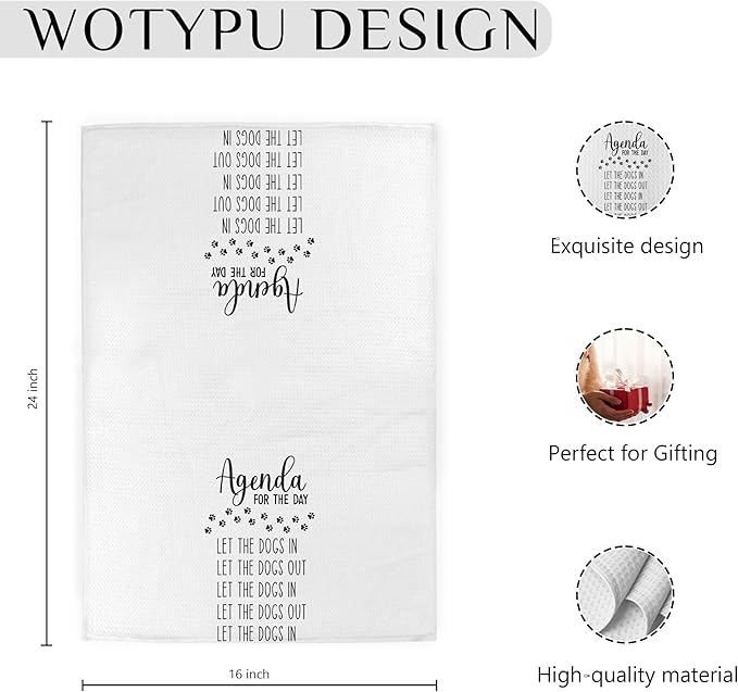 Funny Dog G Kitchen Towels, Dogs Lovers Gifts Dish Tea Towel for Kitchen Decor, Agenda for The Day Humorous Hand Towels for Bathroom Decor, Dog Bathroom Decor, 16x24 Inch