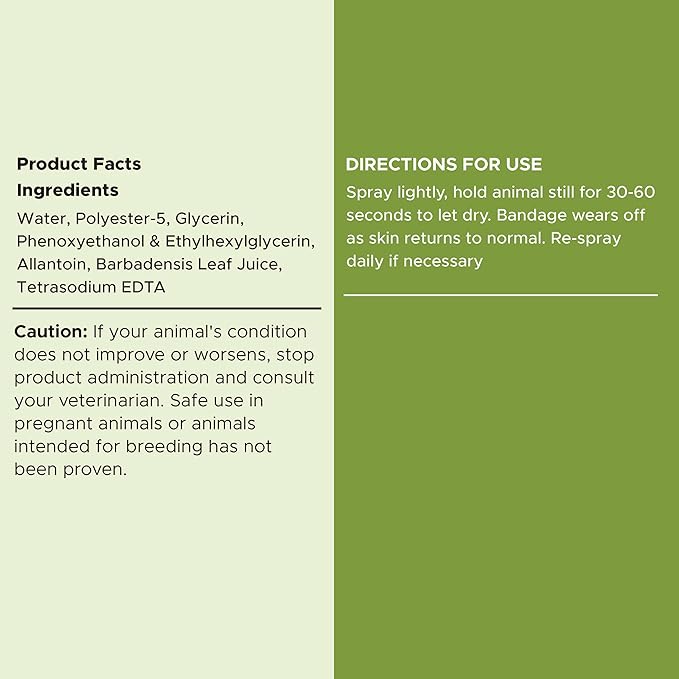 Chew + Heal Labs Pet Liquid Bandage for Dogs - 8 oz Spray with Aloe - Wound Care for Dogs Including Cuts, Scrapes, and Stitches - Breathable and Waterproof