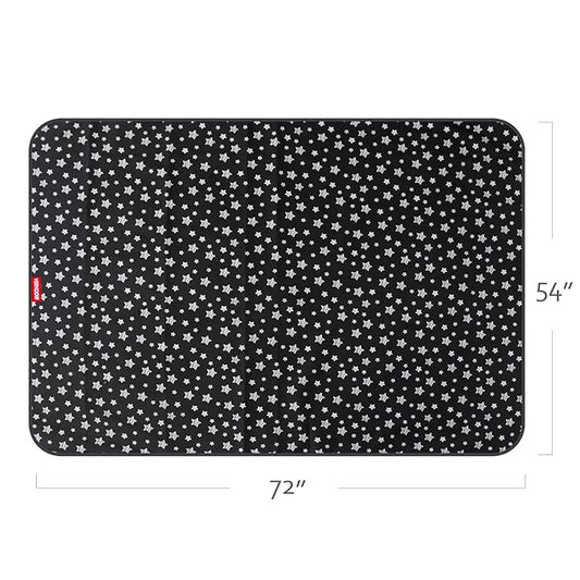 Large Splat Mat 54”x 72”Extra Large Waterproof Floor Mat with Non Slip Bottom, Baby Art Mat for Craft/Playtime/Mealtime on Table, Washable Portable Picnic Mat - Black Star, 4.5ft x 6ft