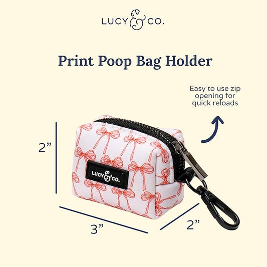 Lucy & Co. Ballet Bows Everyday Dog Poop Bag Holder - Leak Proof Dispenser - Hygienic Pet Poop Pickup - Purple Coral Floral