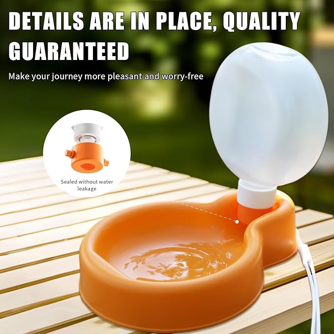 Foldable Pet Outdoor Camping Drinking Water Bottle Dog Cat Travel Portable Water Dispenser Small Large Capacity (Sunset Orange, Small)