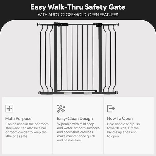 BalanceFrom Easy Walk-Thru Baby and Pet Safety Gate with Hold-Open and Auto-Close – Adjustable Steel Barrier for Stairs, Doorways, and Hallways, No Drilling Installation