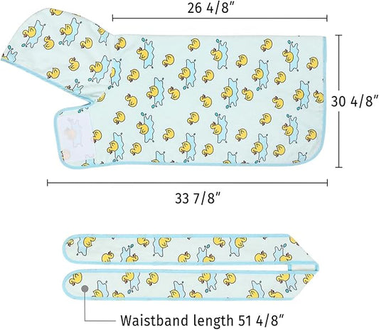 HDE Dog Bathrobe Super Absorbent Quick Drying Puppy Towel Wrap Coat Adjustable After Bath Robes with Hood for Dog Sizes S-XXL Rubber Duck Puddles XL