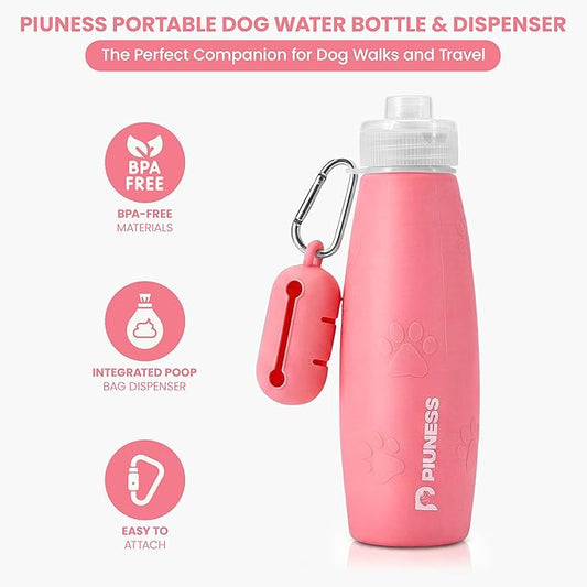 Ultimate 2-in-1 Dog Walk Essential – Portable Pee Cleaning Bottle + Detachable Poop Bag Dispenser (Salmon)
