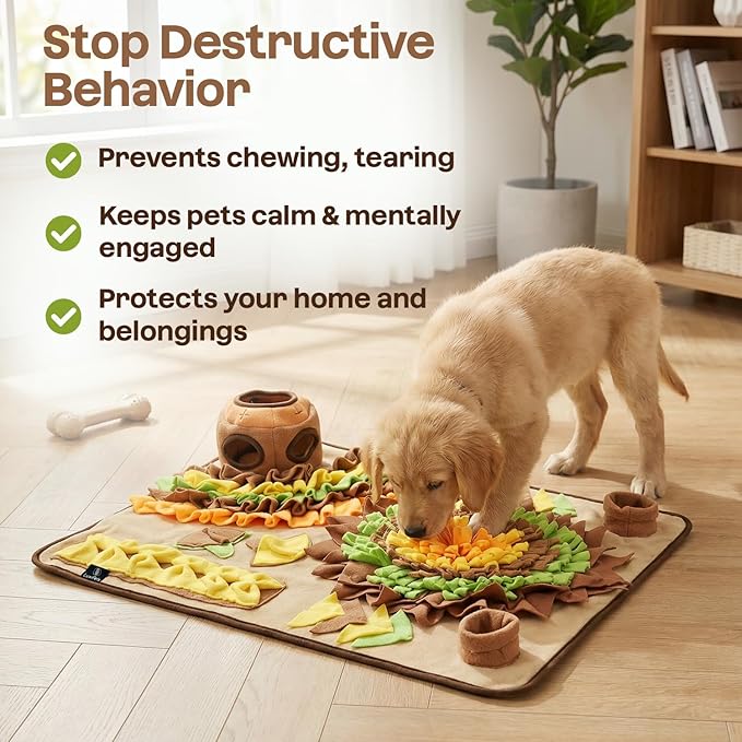 Interactive Dog Snuffle Mat for Slow Feed & Digestion Support - Large 31×24 in, Multicolor Mat with Washable Fleece, Non-Slip Backing - Mental Stimulation & Puzzle Toys for Dogs of All Breeds