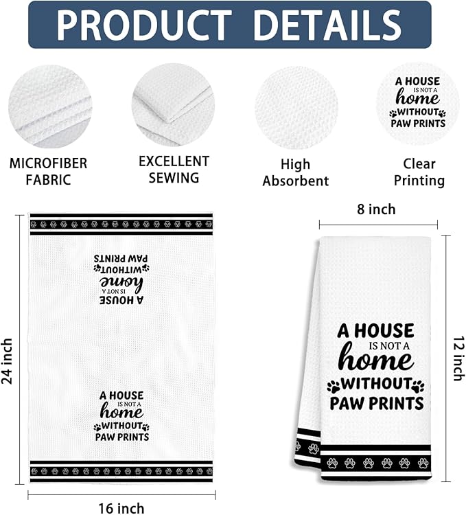 Dog Kitchen Towels, Dog Mom Dad Lovers Owner Gifts for Women Men Dish Tea Towels, Pet Lover Gifts Decorative Hand Towels for Kitchen Bathroom Decor, 16x24 Inch