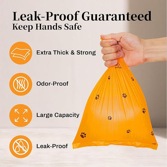 870 Counts Dog Poop Bags Rolls with Dispenser & Leash Clip, Scented Poop Bags for Dogs Waste, Extra Thick & Leak Proof for Poop Doggie Puppy Pet Waste, 9" x 13", Orange