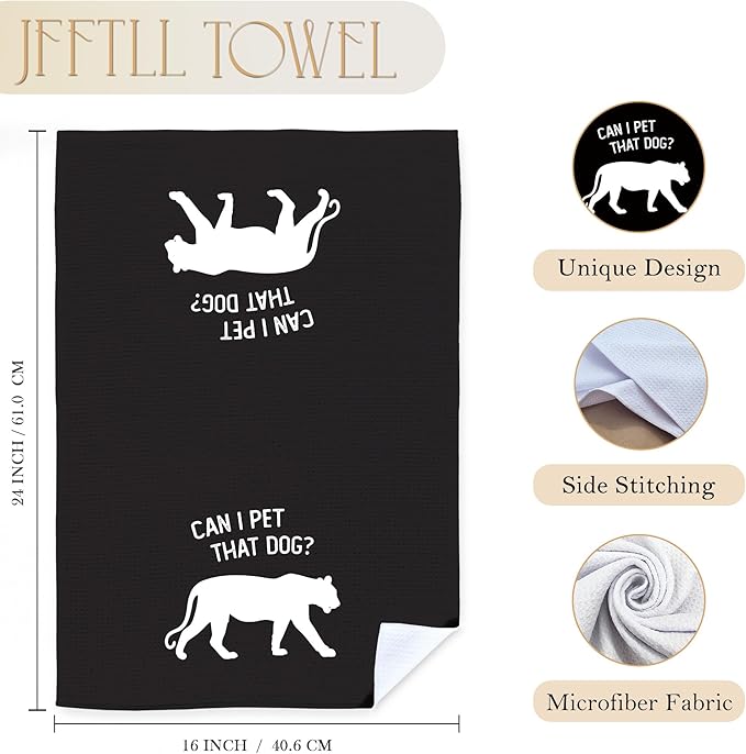 Funny Leopard Kitchen Towels, Cheetah Leopard Gifts, Animal Lover Gifts Dish Tea Towels for Kitchen Decor, Can I Pet That Dog Decorative Hand Towel for Bathroom, 16x24 Inch