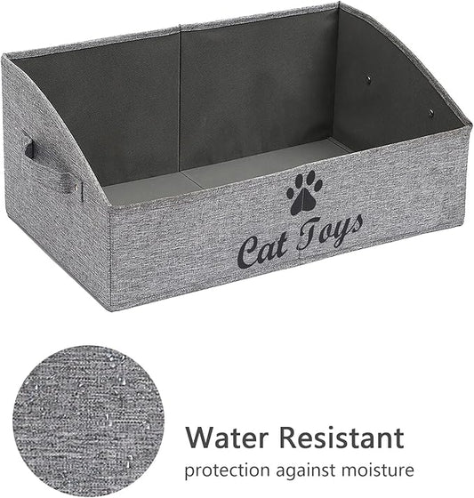 Geyecete Foldable Fabric Trapezoid Organizer Box - Collapsible Basket for Dog Toys (Gray)