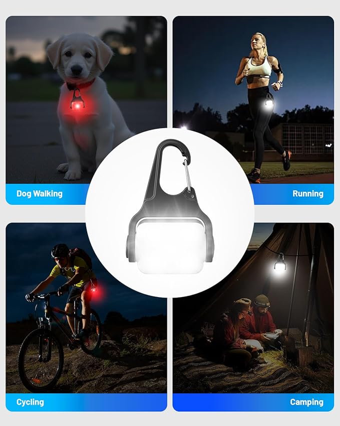 Rechargeable Dog Collar Light -3 Modes Dog Light, IP65 Waterproof Dog Walking Light, 50LM Dog Lights for Night Walking, Running, Camping, Climbing, Bike, 2 Pack