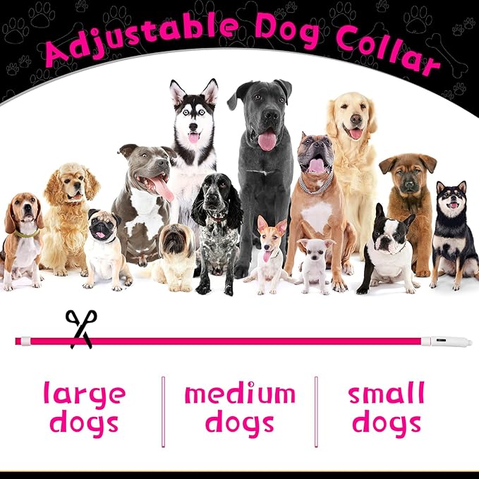 Weewooday 3 Pcs Dog Collar USB Rechargeable LED Light up Dog Collar Flash Waterproof Pet Necklace Pet Lights for Night Walking Adjustable Safety Necklace for Large Medium Small Puppy(Rose Red)
