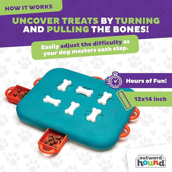 Outward Hound by Nina Ottosson Dog Casino Treat Puzzle Enrichment Toy, Level 3 Advanced, Turquoise