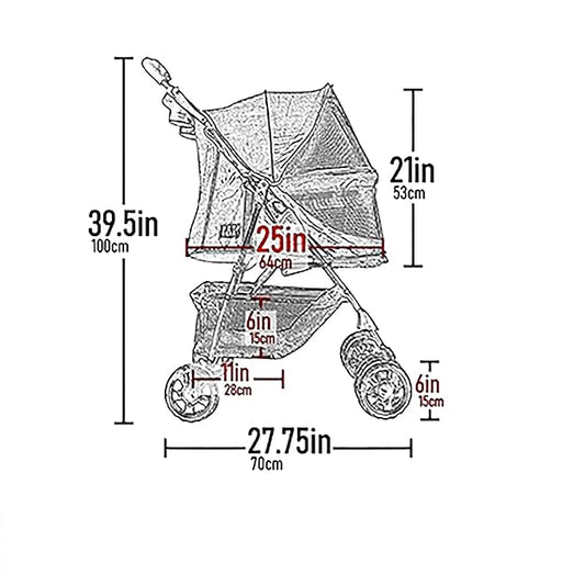 Pet Gear No-Zip Happy Trails Pet Stroller for Cats/Dogs, Zipperless Entry, Easy Fold with Removable Liner, Storage Basket + Cup Holder, Cotton Candy