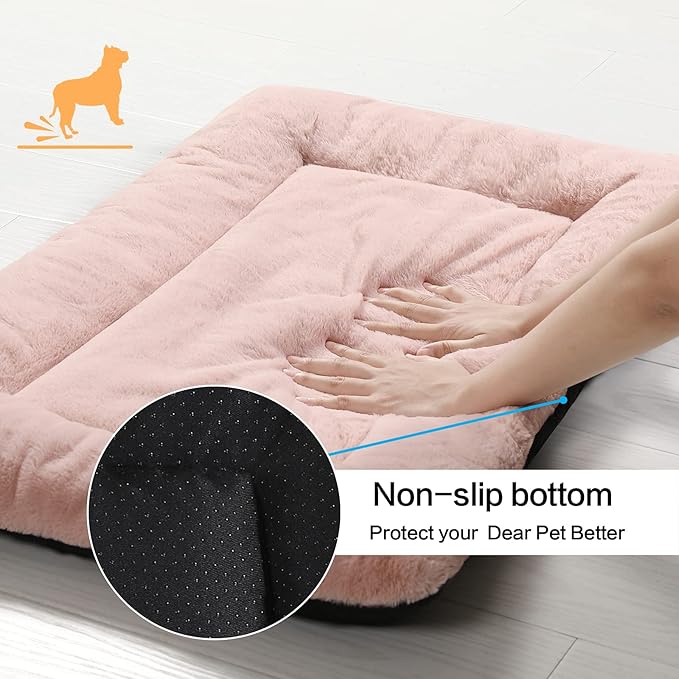 Dog Beds Crate Pad for Extra Small Dogs Ultra Soft Dog Crate Bed Washable & Anti-Slip Kennel Pad for Dogs Cozy Sleeping Mat,Pink 22inch
