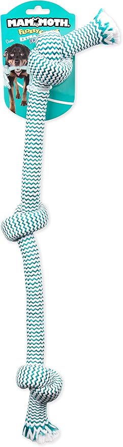 Mammoth Flossy Chews Extra Fresh Rope Tug – Premium Cotton-Poly Yarn with Floss Tug Toy for Dogs – Interactive Dog Rope Toy – Tug Dog Chew Toy for Medium to Large Dogs - Large, 25”