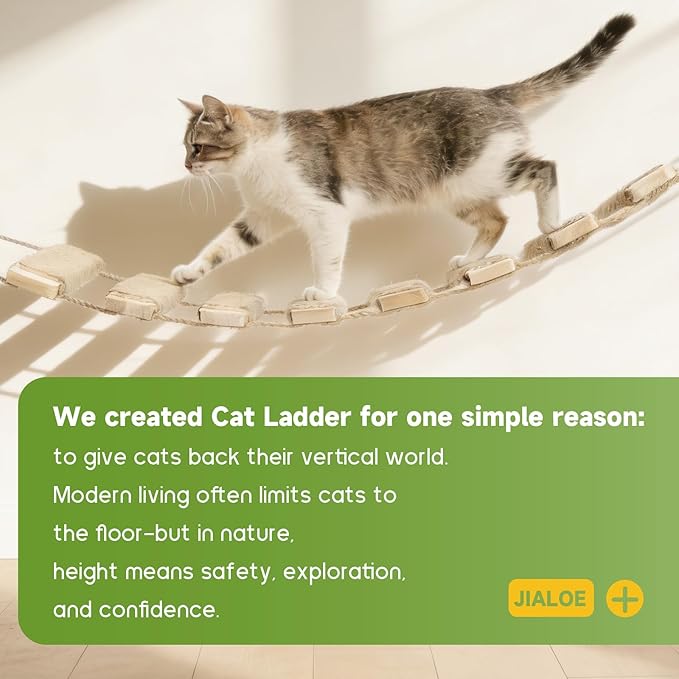 22in Outdoor Cat Tree & Bridge, Multi-Level Cat Ladder with Sisal Rope, Durable Climbing Frame, Scratch Post, Perch & Play Tower for Indoor/Outdoor Cats, Parrots & Small Pets (Wood, 22in)