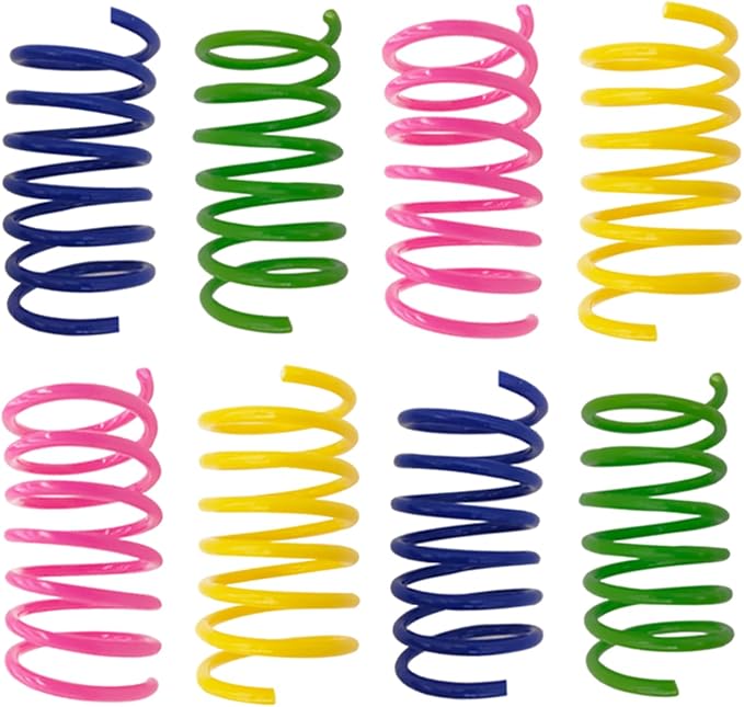 AGYM Cat Toys for Indoor Cats, 30 Pack Interactive Cat Spring Toys, Durable Colorful Plastic Spiral Springs for Kitten Hunt, Swat and Bite, Bulk Cat Toys