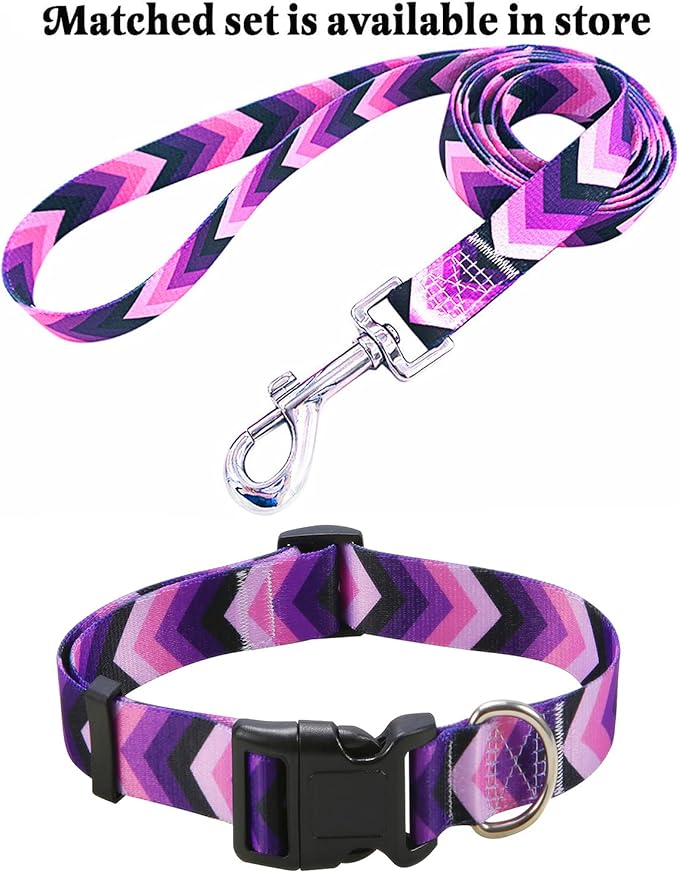 Dog Collar with Bohemia Floral Tribal Geometric Patterns - Soft Ethnic Style Collar Adjustable for Small Medium Large Dogs(Purple Arrow,S)