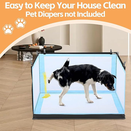 HOMBYS Dog Pee Pad Holder with High Walls, No-Spill Indoor Potty for Large Dogs, Foldable Puppy Litter Box, Patent Pending (33.8" L x 28" W x 17.7" H)
