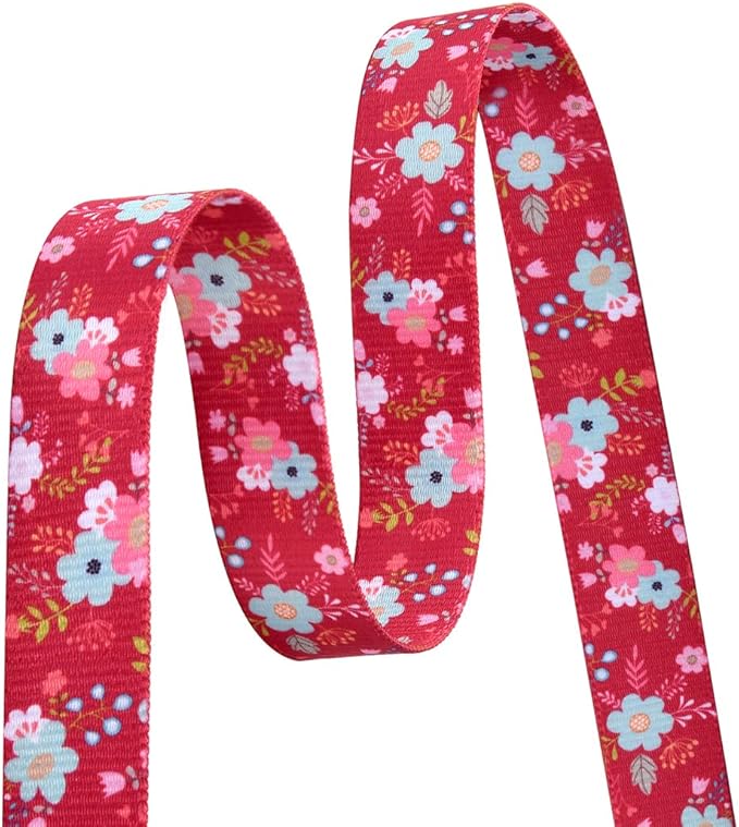 Dog Collar with Bohemia Floral Tribal Geometric Patterns - Soft Ethnic Style Collar Adjustable for Small Medium Large Dogs(Red Flower,M)