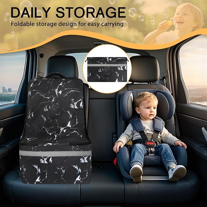 LARIPOP Car Seat Travel Bag for Airplane Gate Check Approved, Padded Backpack with Adjustable Straps, Reflective Strips & Protective Feet for Infant Convertible Booster Seats, Black M