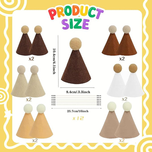 Mini Party Hats for Stuffed Animals, Birthday Party Cone Hats Dolls Dog Cat Rabbit Puppies Assorted Animal Birthday
