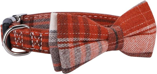 Faleela Soft &Comfy Bowtie Dog Collar,Detachable and Adjustable Bow Tie Collar,for Small Medium Large Pet (Large(Pack of 1), Orange)