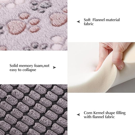 BBVAGSS Reversible Dog Crate Pad, Memory Foam Pet Bed Mat, Soft Warm Machine Washable Sleeping Kennel Mattress for Small Medium Dogs XH079 (36''x23''x1.6'',Grey Paw)
