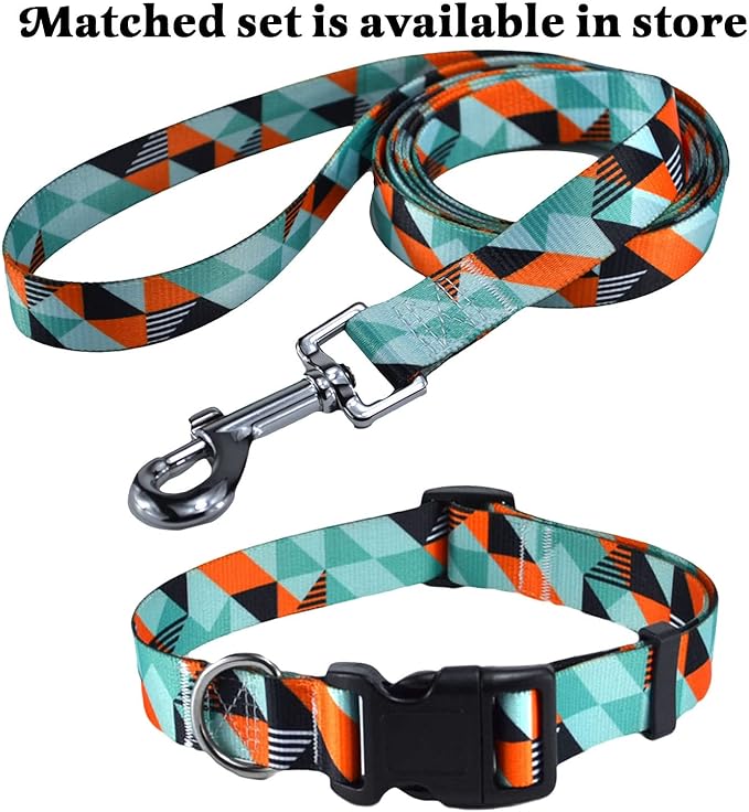Dog Collar with Bohemia Floral Tribal Geometric Patterns - Soft Ethnic Style Collar Adjustable for Small Medium Large Dogs(Geometry,S)