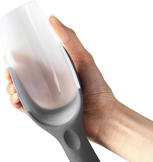 Spring Chef Gray Magnetic Ice Scoop for Freezer, BPA-Free Plastic Scoop with Soft Grip Handle - Dishwasher Safe Food Scooper - Kitchen Scooper for Ice Machine, Popcorn, Flour, Dog Food - Set of 2