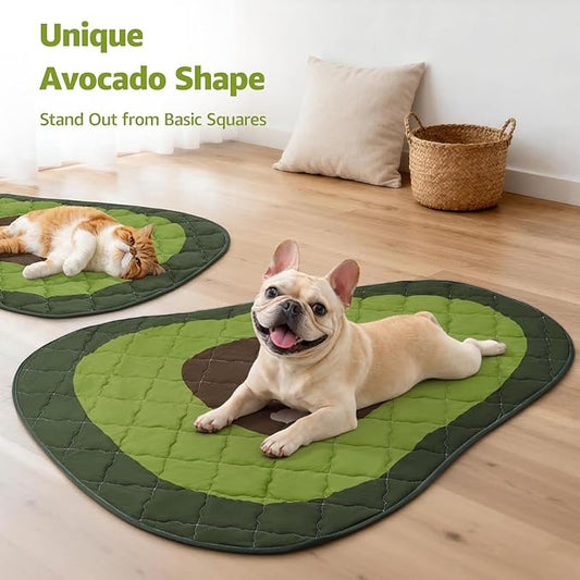 LOOBANI Dog Cooling Mat 50"x38"- Cute Avocado Cooling Mat for Dogs (Cool & Warm Side), Waterproof Self-Cooling Mat for Crate, Floor, Car for Small Dogs, Cats, Pet, Green 50"x38"