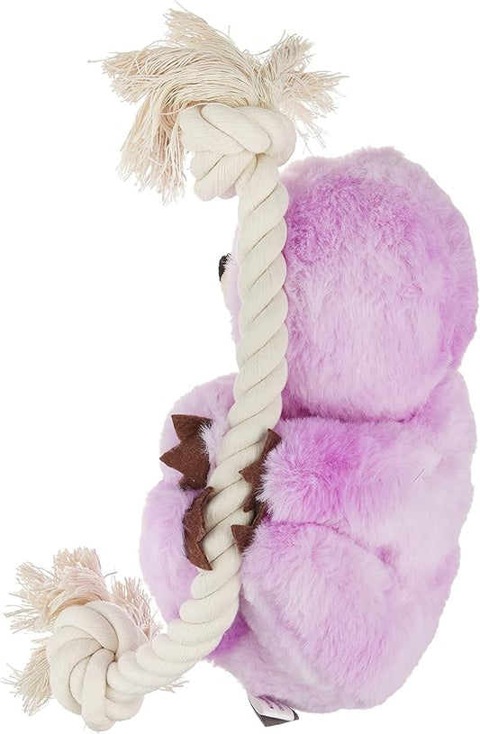 Fringe Studio Plush Dog Toy, Purple Sloth On A Rope, PetShop Collection (289374)