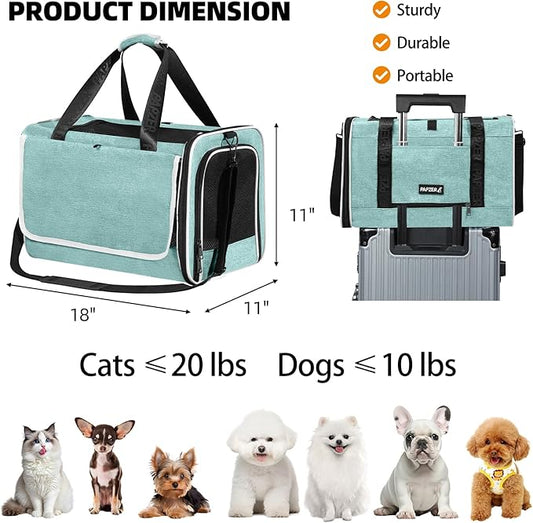 Top Loading Medium Pet Carrier with Privacy Window for Anxiety Cat, Soft-Sided Small Kitten Travel Crate Vet Friendly, Little Dog Bunny Kennel Carry Bag Suitcase, 18x11x11 Teal