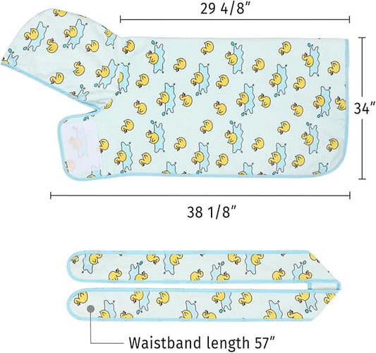 HDE Dog Bathrobe Super Absorbent Quick Drying Puppy Towel Wrap Coat Adjustable After Bath Robes with Hood for Dog Sizes S-XXL Rubber Duck Puddles XXL